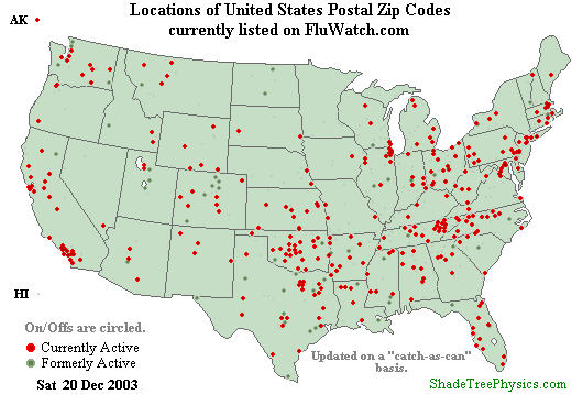 Flu-Watch Zip Codes Week 03-51 Dec 20, 2003