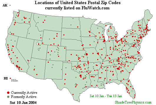 Flu-Watch Zip Codes Week 04-02 Jan <b>12</b>, 2004