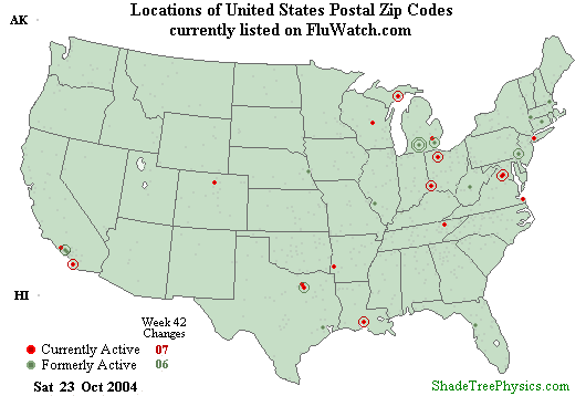 Flu-Watch Zip Codes Week 04-42 Oct 23, 2004