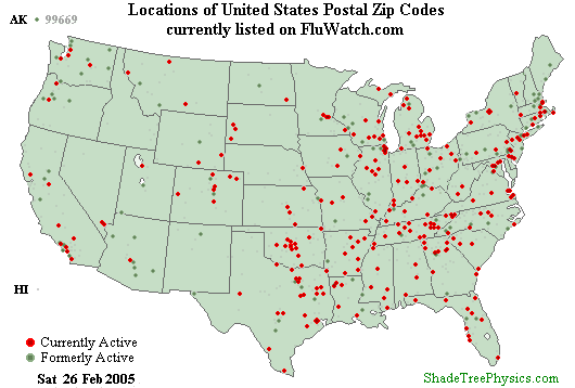 Flu-Watch Zip Codes Week 05-08 Feb 26, 2005