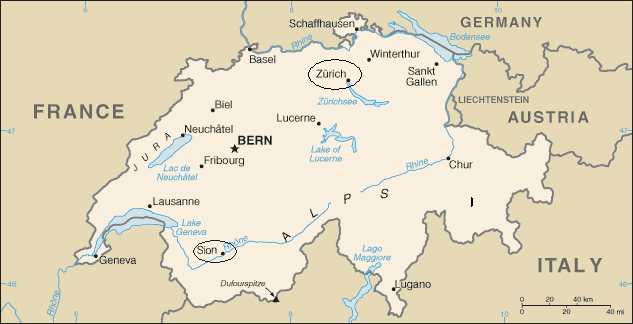 Map of Switzerland