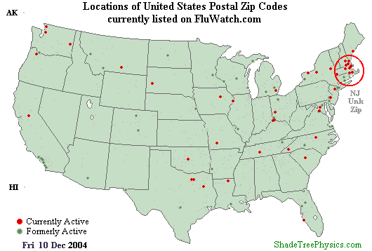 Flu-Watch Zip Codes 10 Dec 2004